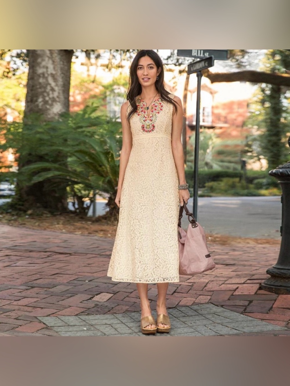 Sundance Yellow Lace Embroidered Sleeveless Dress Size 10